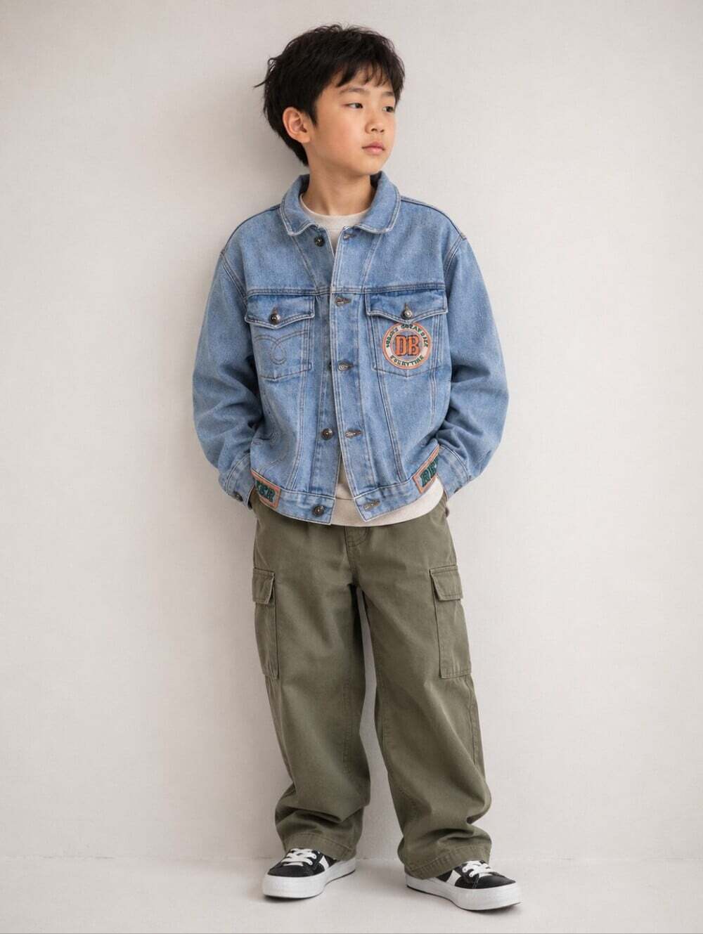 Vintage Speed Racer Denim Jacket Boys 11 Racing Patches Light Wash 90s Y2K
